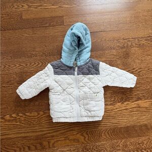 Quilted Kids Hoodie - Cream, Gray, and Blue